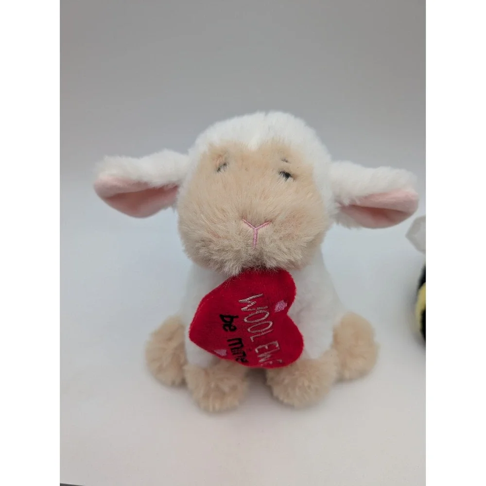 Ganz Plush Stuffed‎ Animal Lot Lamb Bee White Yellow Wool Ewe Be Mine Heart